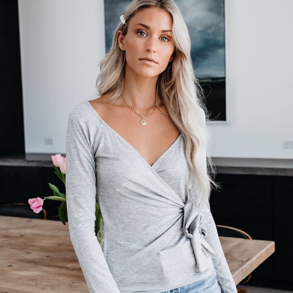 VICI Luxe Life Wrap Top - Heather Grey